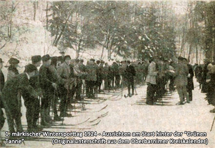 1. märkischer Wintersporttag 1924 - Ausrichten am Start hinter der “Grünen Tanne” 
